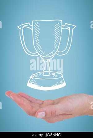 Digital composite of Person holding a trophy icon Stock Photo