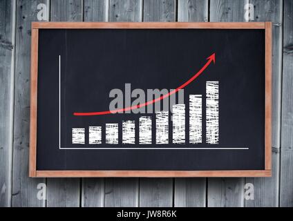 Digital composite of Chart scaling up drawing on blackboard Stock Photo