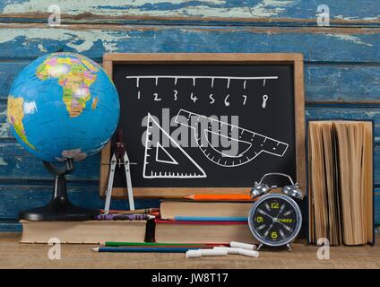 Digital composite of Hand drawing ruler on blackboard Stock Photo - Alamy