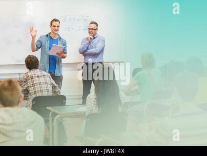 Digital composite of Teacher with class Stock Photo