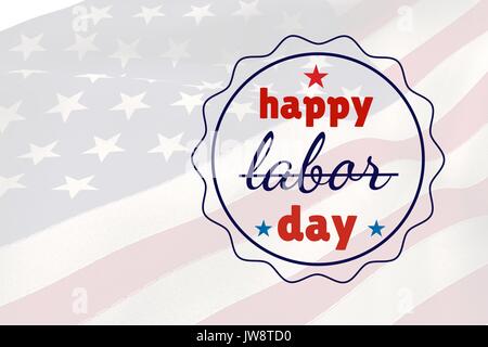 Digital composite of Labor day text over US flag Stock Photo