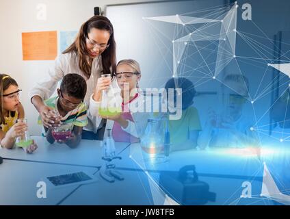 Digital composite of Science teacher with class Stock Photo