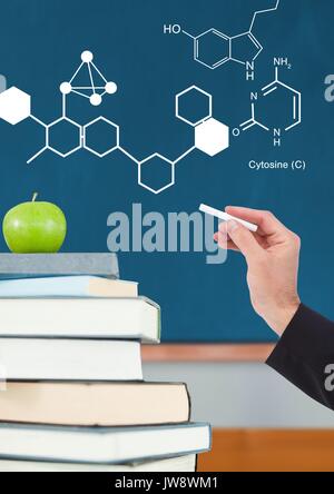 Digital composite of Hand writing science theory on blackboard Stock Photo