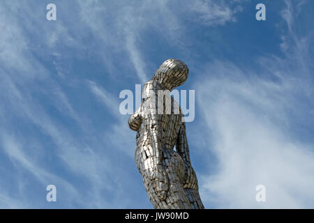 figurehead, a 2014 sculpture by rick kirby facing the river thames at fulham reach, london, england, commissioned by the property developer st george Stock Photo