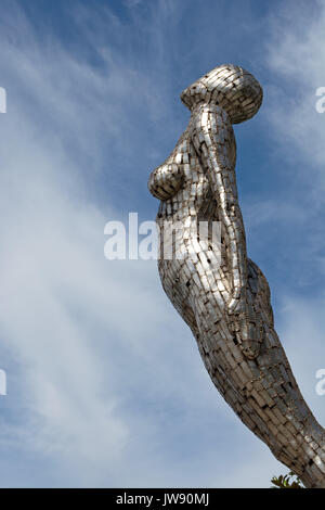 figurehead, a 2014 sculpture by rick kirby facing the river thames at fulham reach, london, england, commissioned by the property developer st george Stock Photo