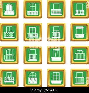 Window forms icons set green Stock Vector