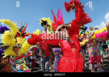 Participants take part in the annual Brighton Pride Parade at the seaside town, UK, Saturday August 5, 2017.  2017 marks the 50th anniversary of the d Stock Photo