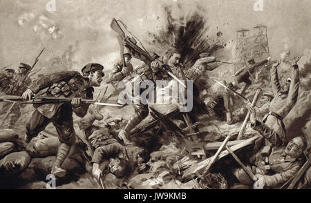 Charging the German trenches at Loos, 1915 Stock Photo