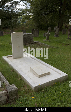 Gravestone of Major General Sir Fabian Ware in the churchyard of Amberley Church Gloucestershire England UK. Founder of the War Graves Commisson. Stock Photo