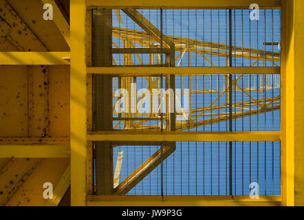 Closeup detail of the yellow dock crane Stock Photo