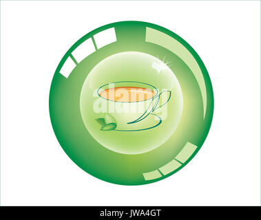 Button with image of tea for computers Stock Photo