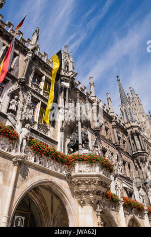 Facade of the neues rathaus, new town hall, on Marienplatz, Marien square, Munich, Bavaria, Germany Stock Photo
