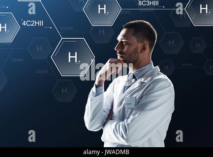 scientist virtual chemical formula projection Stock Photo