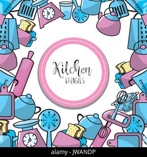 kitchen utensils culinary collection background Stock Vector