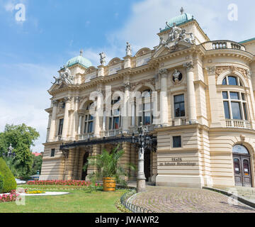 The Juliusza Słowacki Theater in the Old Town district of Krakow - Poland Stock Photo