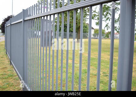 Side perspective of a metal fence Stock Photo