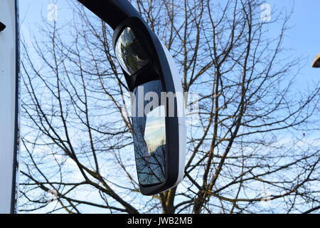 Wing mirror on a coach Stock Photo