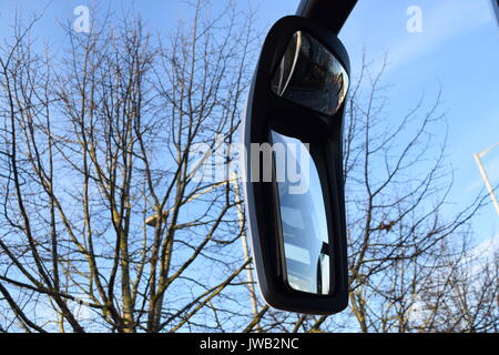 Wing mirror on a coach Stock Photo