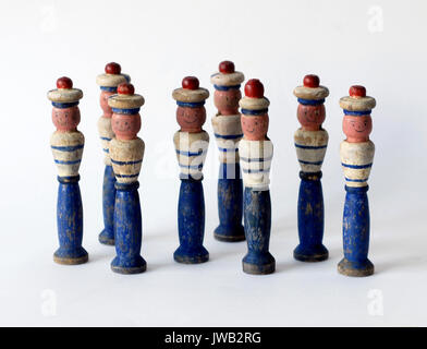 Old wooden dolls, for foosball or similar Stock Photo