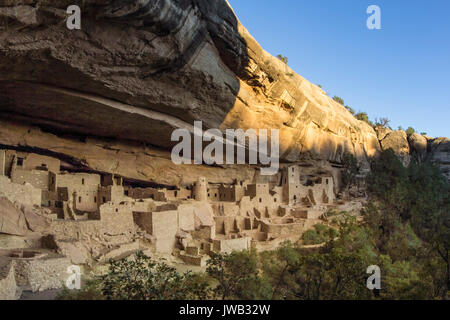 Cliff Palace at Mesa Verde National Park during sunset in southwest Colorado. Stock Photo