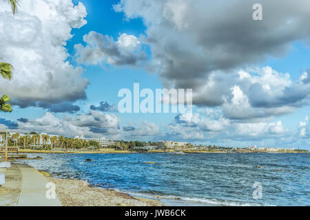 View of embankment at Paphos Harbour , Cyprus. Stock Photo