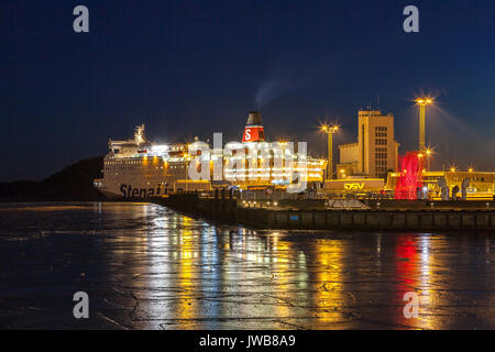 OLSO, NORWAY - 27 FEB 2016: Cruise ship docked at passenger terminal in the night Stock Photo