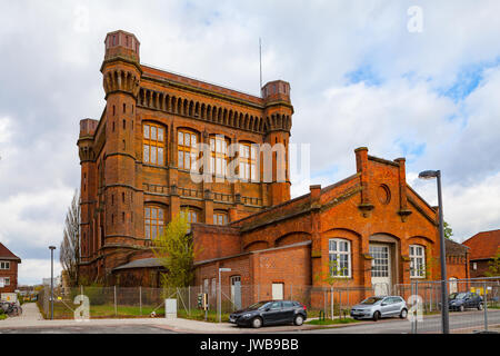 BREMEN, GERMANY - 16 APR 2016: Massive old red brick water tower of Bremen, Germany. It looks like real castle (Umgedrehte Kommode) Stock Photo