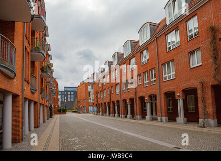 New quarter with red brick business building and pavement Stock Photo