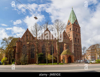 BREMEN, GERMANY - 16 APR 2016: St. Martin Church in old town. Sunny day with nice white clouds, Stock Photo