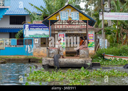 ALAPPUZHA BACKWATERS KERALA, INDIA - JULY 2017: Alappuzha or Allappey in Kerala is best known for houseboat cruises along the rustic Kerala backwaters Stock Photo