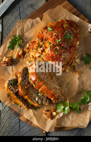 Homemade Savory Spiced Meatloaf with Onion and Parsley Stock Photo