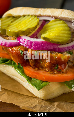 Homemade Savory Meatloaf Sandwich with Lettuce and Tomato Stock Photo