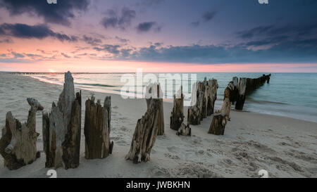 Sunset on the beach on the Baltic Sea Stock Photo