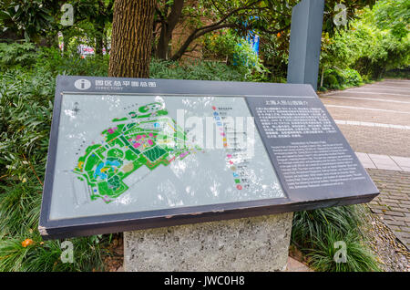 A map of The People's Park in Shanghai, China. Stock Photo