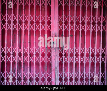 Red iron shutter door Stock Photo