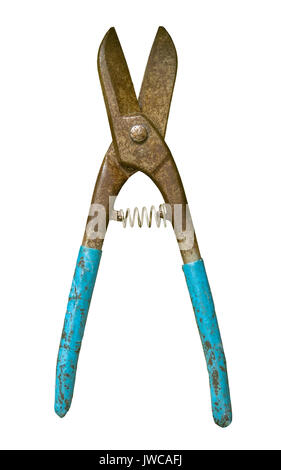 Isolated Grungy Old Wire Or Bolt Cutters On A White Background Stock Photo