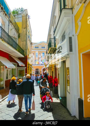 Capri, Italy - May 04, 2014: Old center with shopping streets and famous hotels Stock Photo