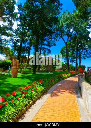 Capri, Italy - May 04, 2014: Bautiful public garden in island Stock Photo