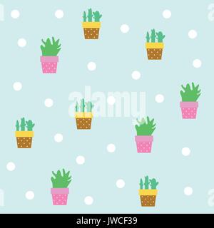 seamless tileable texture with cactus vector Stock Vector