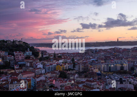 sunset in lisbon Stock Photo