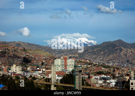 La Paz and Illimani (6438m/21,122ft), Bolivia, South America Stock Photo