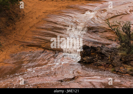 Flash flood on the edge of the North Moccasin Mountain Track Site where dinosaur tracks are found, on Bureau of Land Management land near Coral Pink S Stock Photo