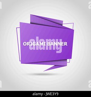 Purple origami speech bubble background and place for message sign Stock Vector