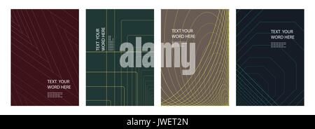 Set of 4 minimal geometric graphic covers design. Simple poster template in earth tone. Vector illustration. Stock Vector