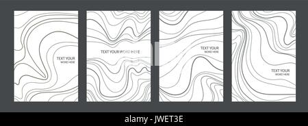 Set of 4 minimal marble graphic covers design. Simple poster template in black and white. Vector illustration. Stock Vector