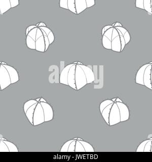 3 styles of succulents in dark gray outline & white plane on gray background. Hand drawn style. Seamless pattern vector illustration Stock Vector