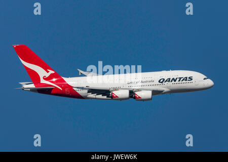 Qantas Airbus A380-842 VH-OQD departing Melbourne International