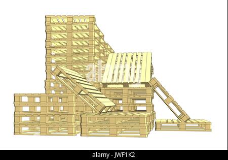 Wooden pallets. Isolated on white Stock Vector