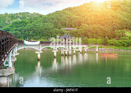 Wooden bridge or Wolyeonggyo bridge in Andong,Korea. Stock Photo