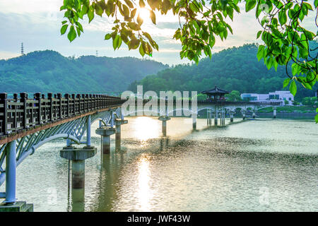 Wooden bridge or Wolyeonggyo bridge in Andong,Korea. Stock Photo